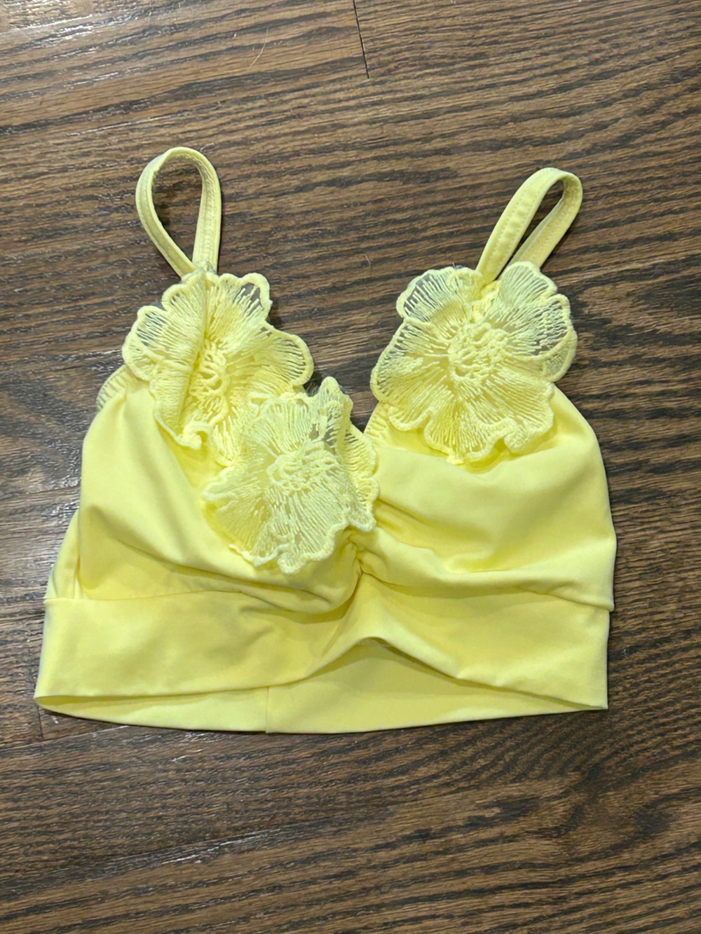 Yellow Floral Appliqué Dance Top